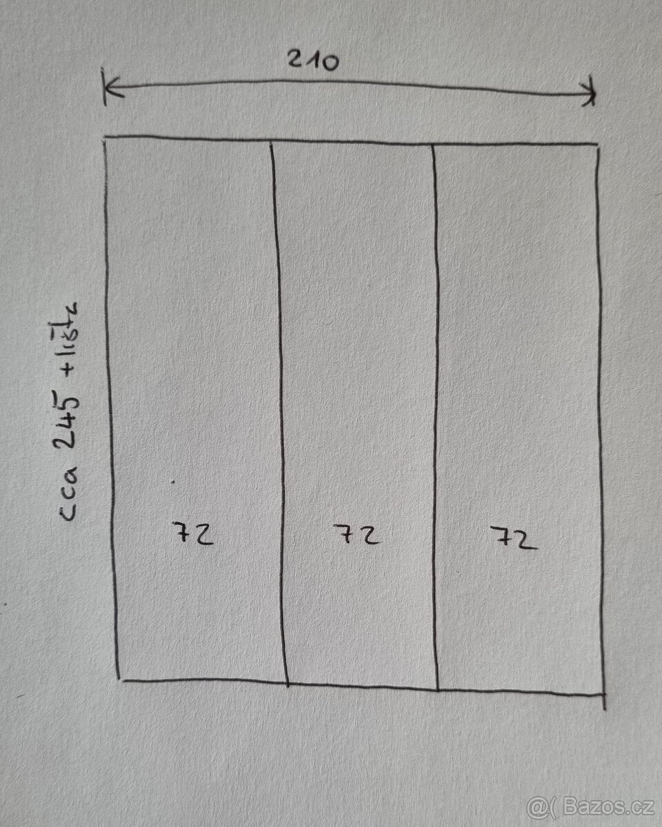 Posuvné dveře k vestavěné skříni, š. 210 cm, 3 díly