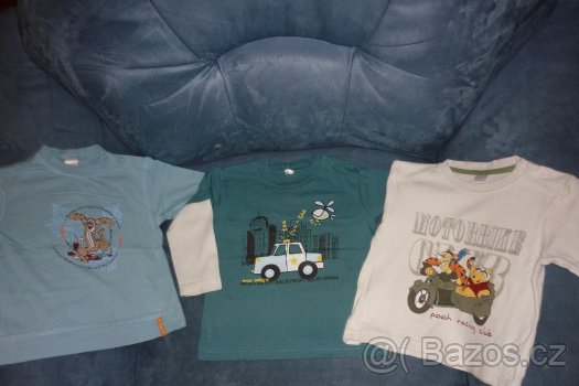 3x tričko s dlouhým rukávem na chlapečka, vel. 80