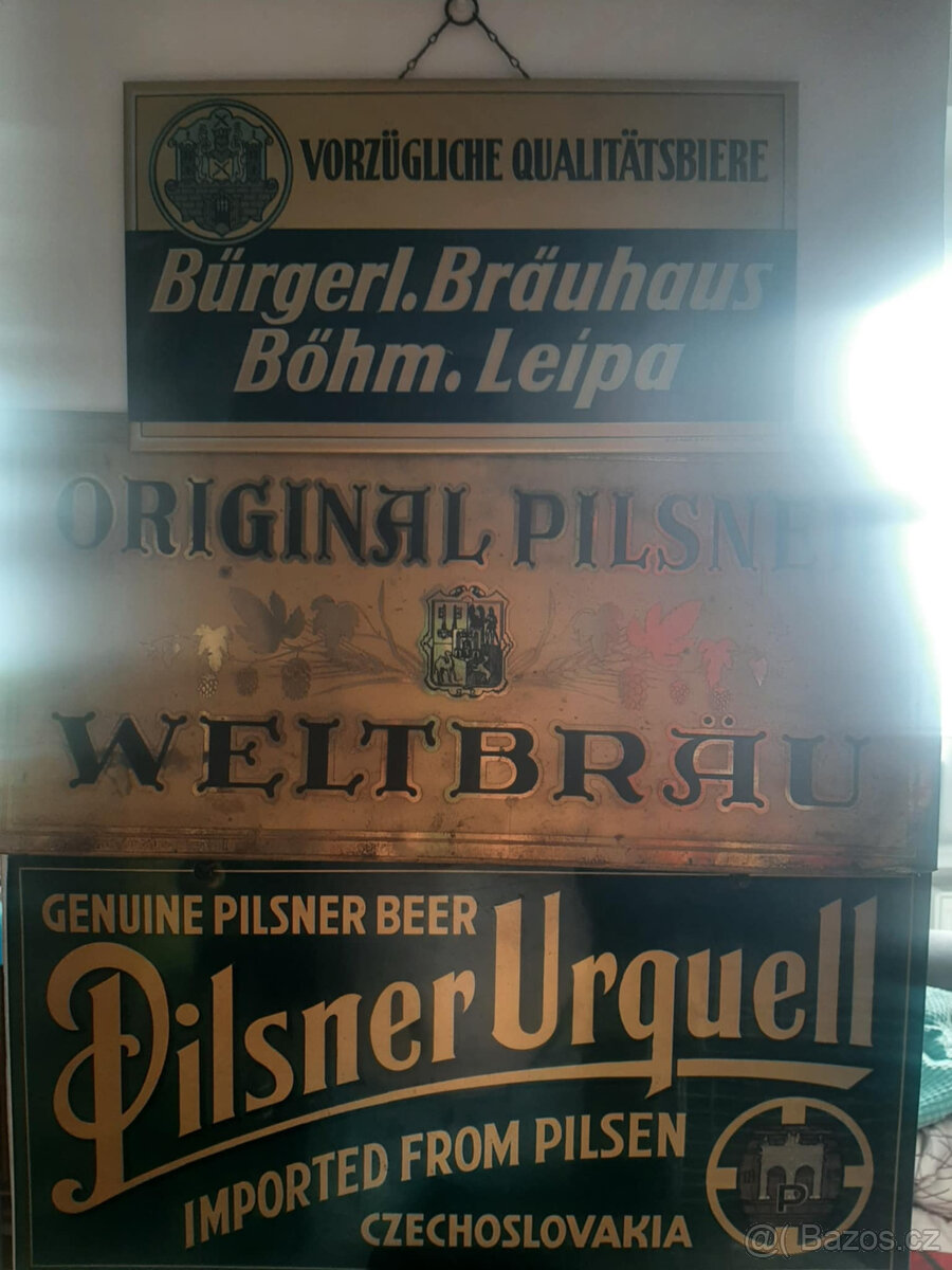 Pivní sklo sklenice půllitry tretinky cedule lahve 01