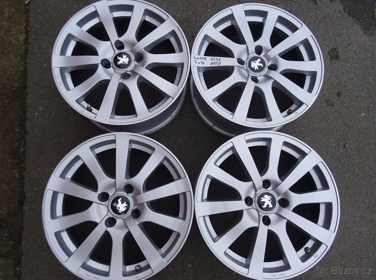 Alu disky na Peugeot, 16", 4x108, ET 25, šíře 7J