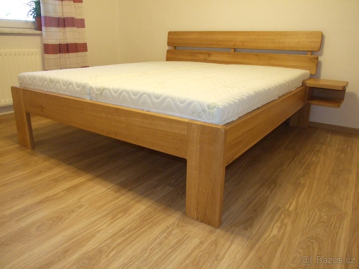 Nová 4 cm dubová postel, nosnost 600 kg, Odvezu a smontuji
