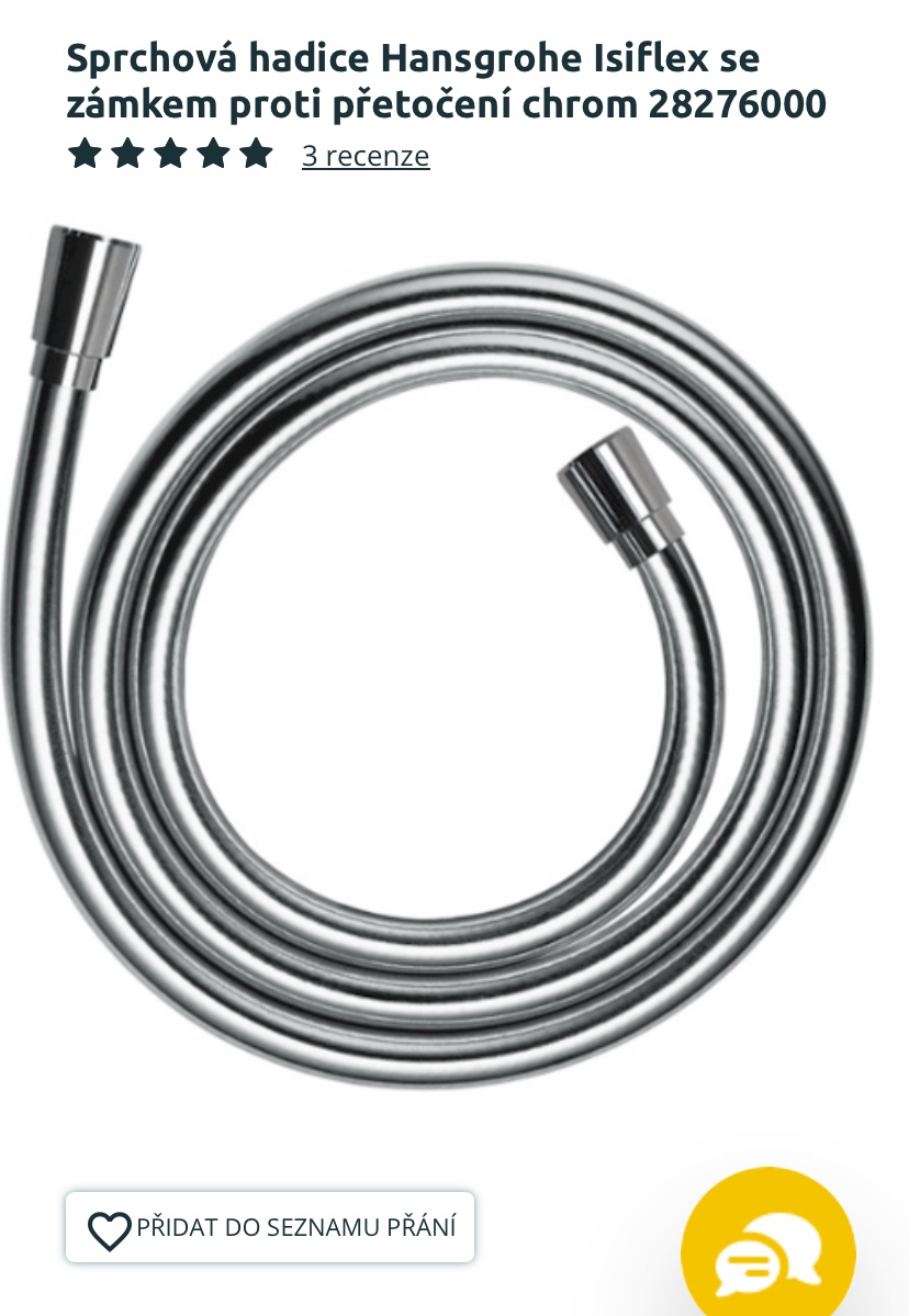 Sprchová hadice Hansgrohe 1,6m