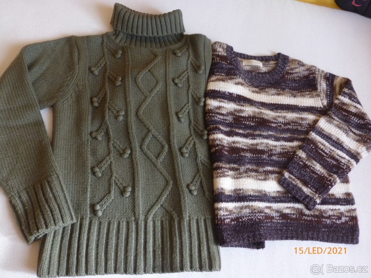 SVETR hnědý melír v. S- M // ROLÁK teplý v.M nenošený