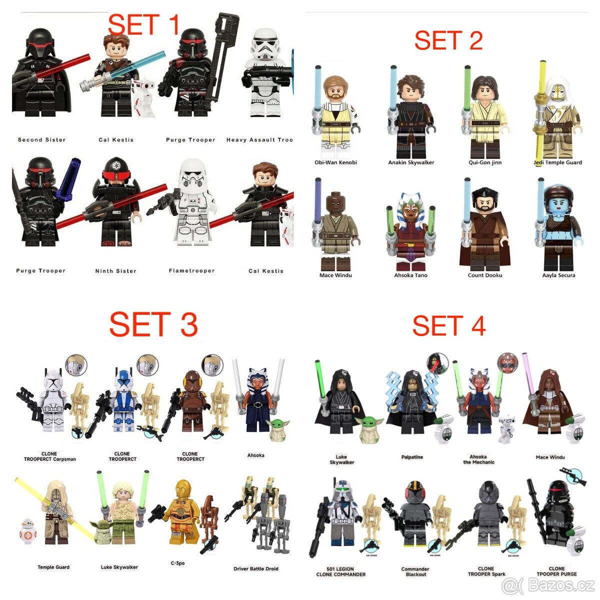 Rôzne figúrky Star Wars 4 (8ks) typ lego - nové