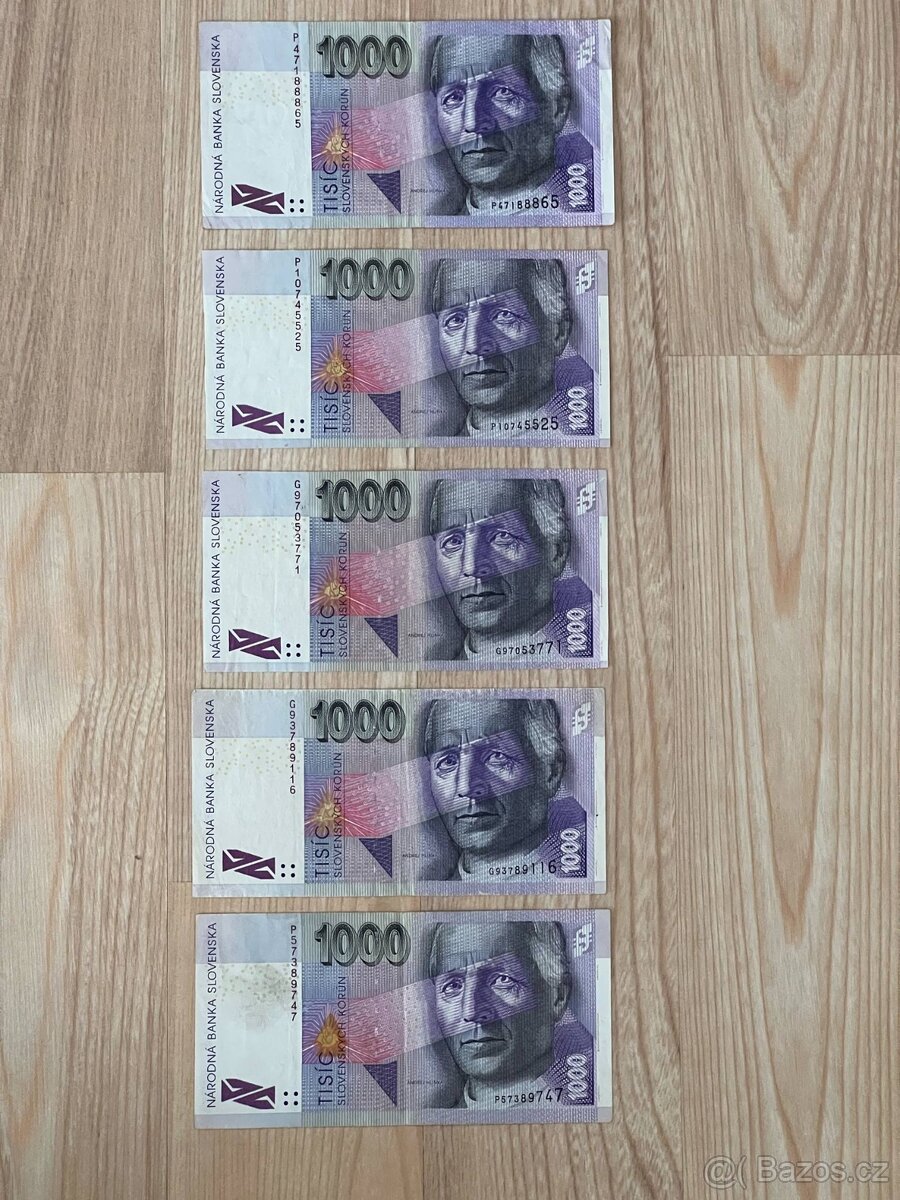 Slovenské bankovky 1000SK so znakom