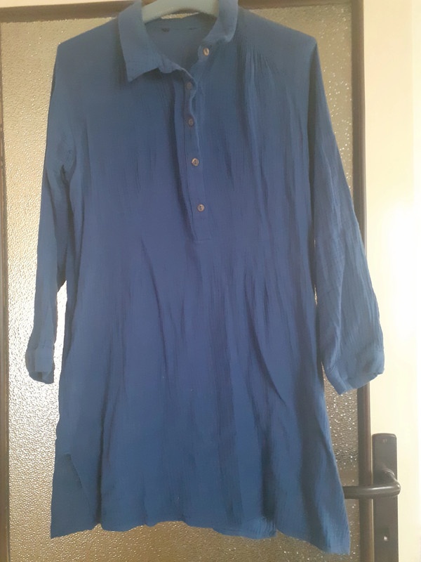 Bavlněné modré šaty s kapsy, univerzální