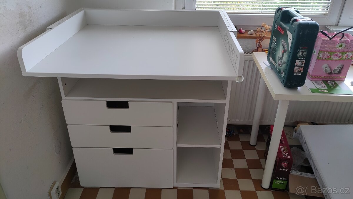 Přebalovací stůl, bílá/se 3 zásuvkami, 90x79x100 cm IKEA