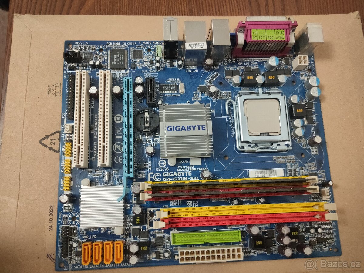 Stará základní deska + CPU + RAM + cooler