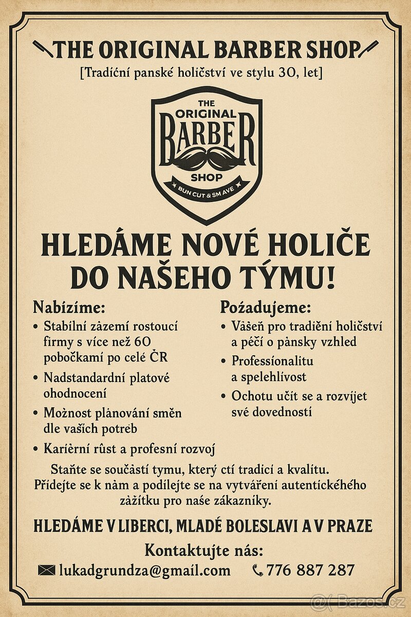 The Original BarberShop | Nabídka práce