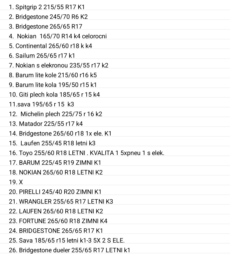 RŮZNÉ DRUHY PNEUMATIK S ELEKTRONY I BEZ (PŘES 60 SAD)