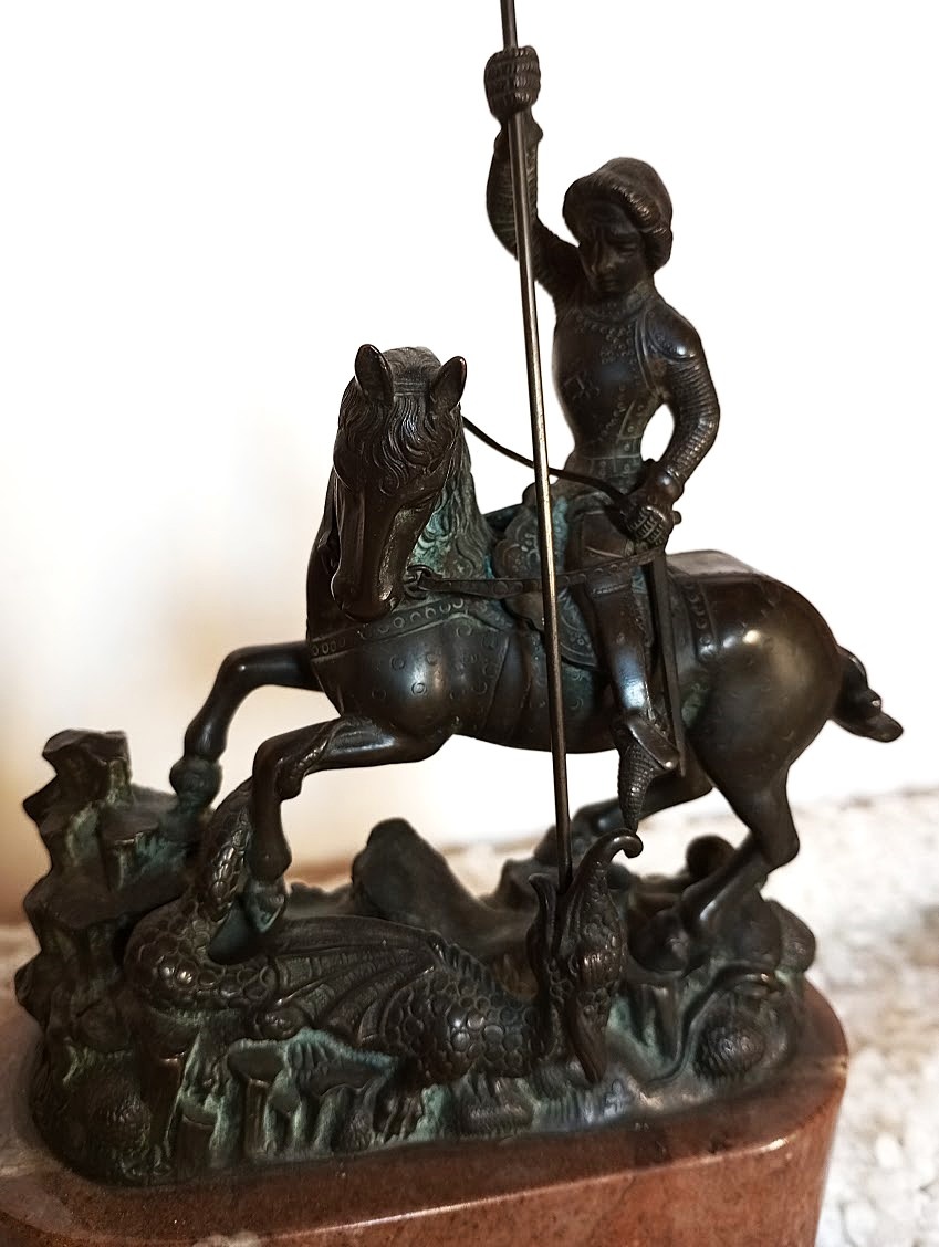 BRONZOVÁ  SOCHA SV. JIŘÍ BOJUJÍCÍHO S DRAKEM