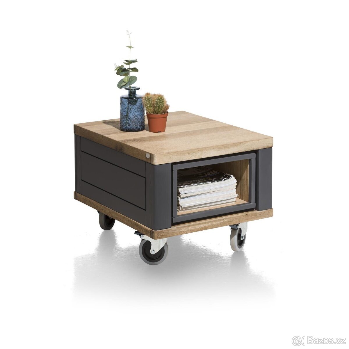 Konferenční stolek Jardin – antracit, přírodní dekor