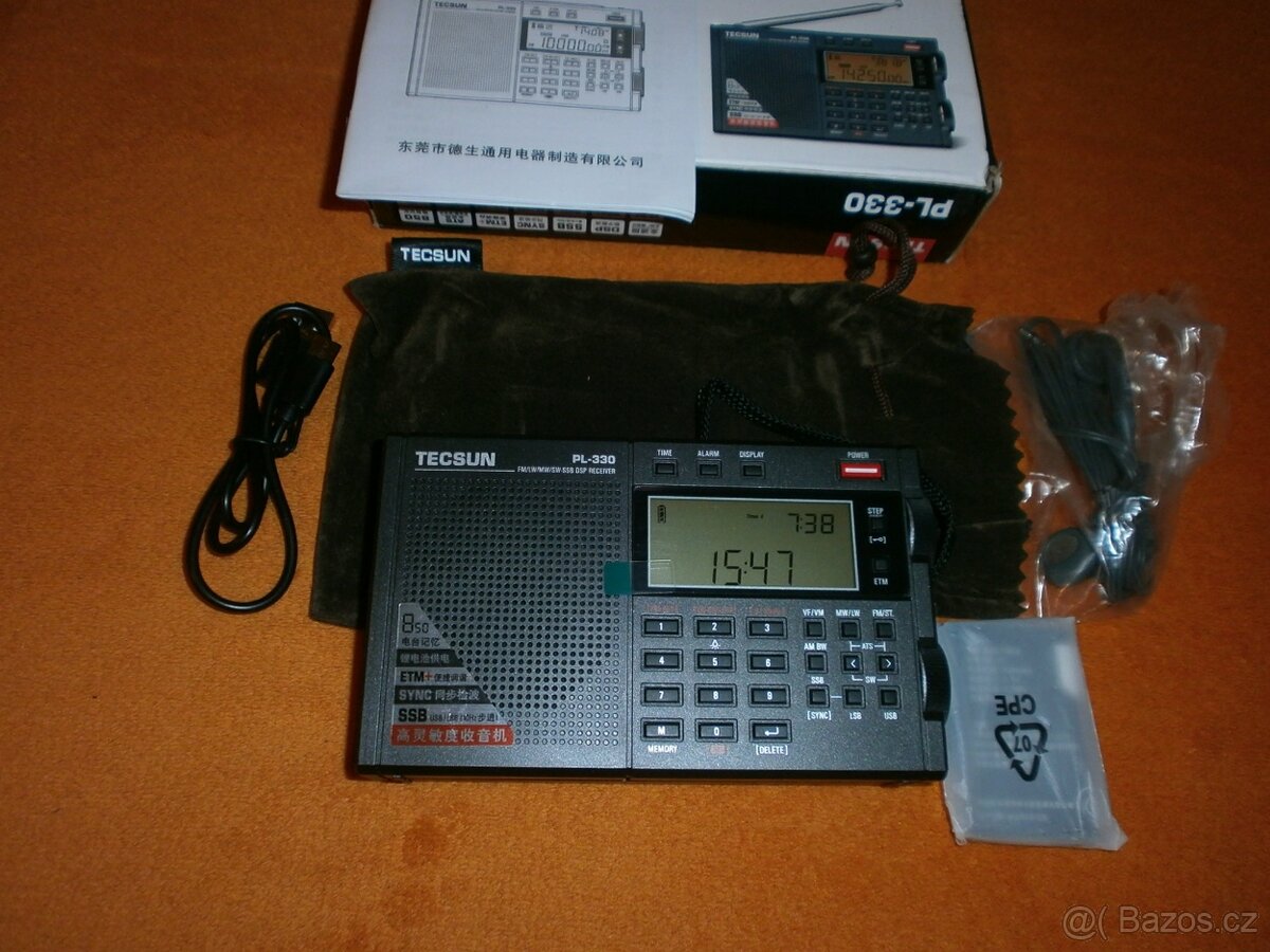 rádio Tecsun PL-330 FM MW SW LW SSB DSP + baterie navíc