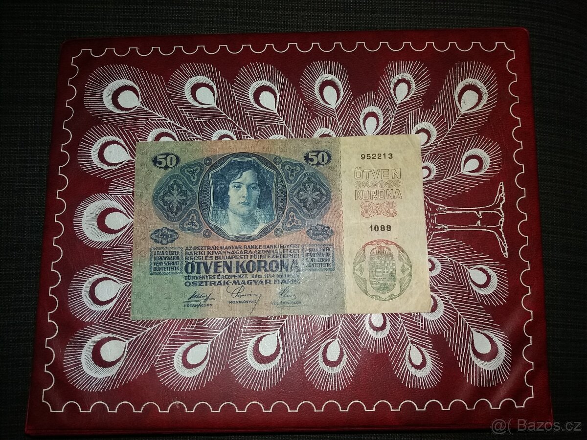 50 korun 1914, pěkný stav, neperforovaná, vyhledávaná, velká