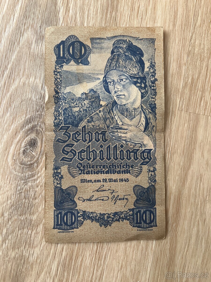 Stará bankovka Zehn Schilling rakouská banka
