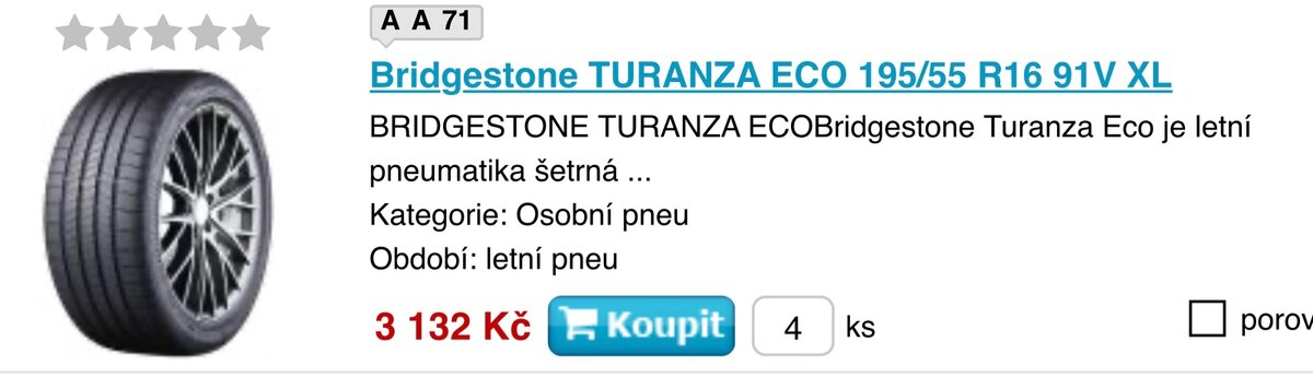 Letní pneu Bridgestone Turanza EKO V91