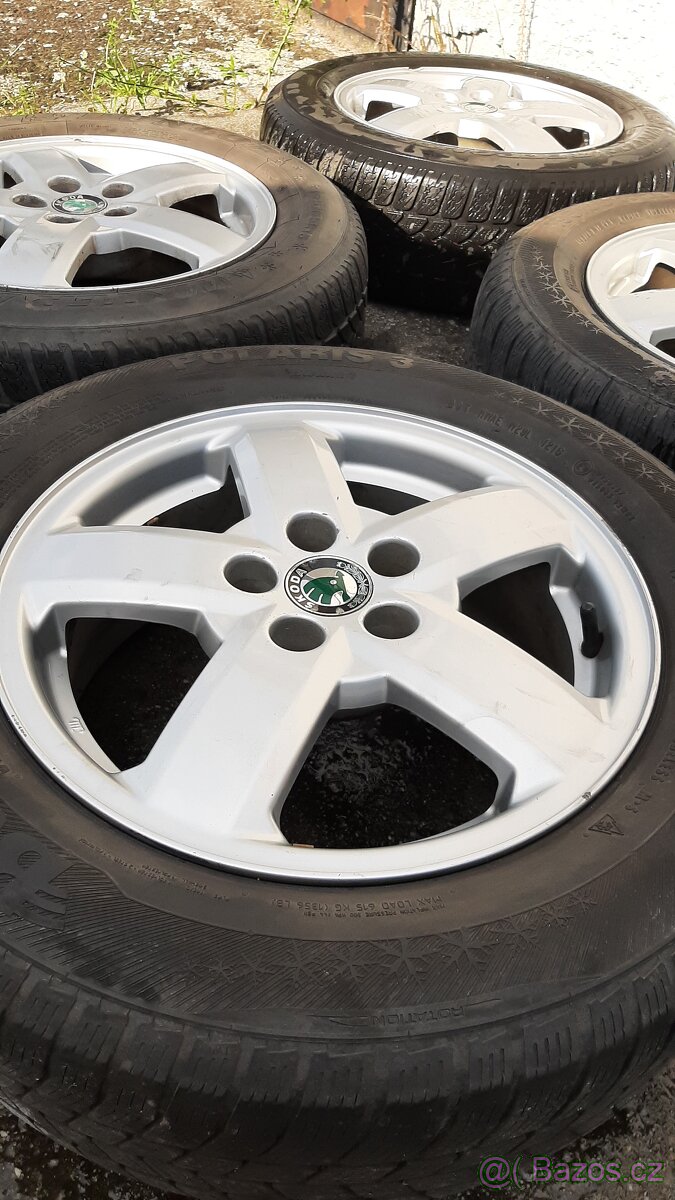 Originál alu kola škoda + zimní pneu 195/65 R15