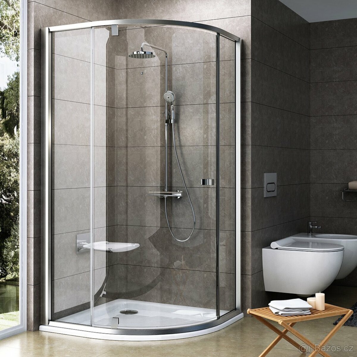 Prodám rohový sprchový kout + keramická vanička 90cm