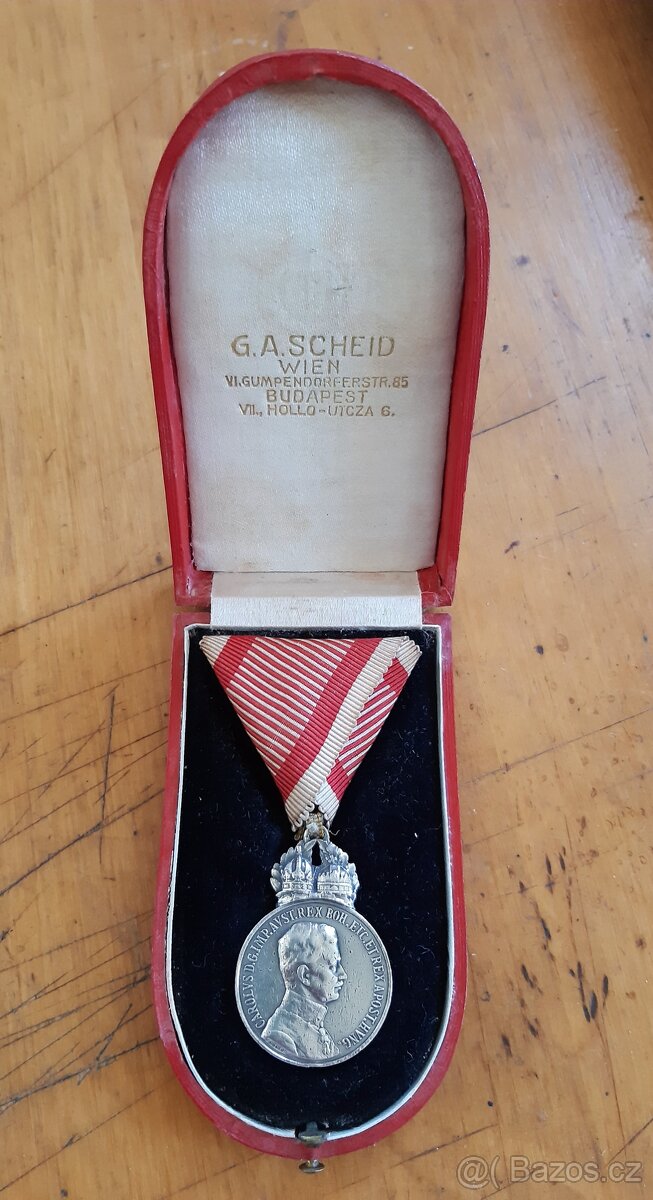 RU Ag signum laudis v etui, Karel I.,stříbro