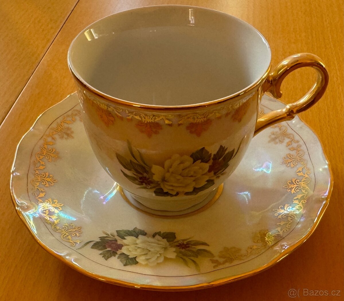 Starožitný keramický ozdobný set 2 šálky + 2 podšálky