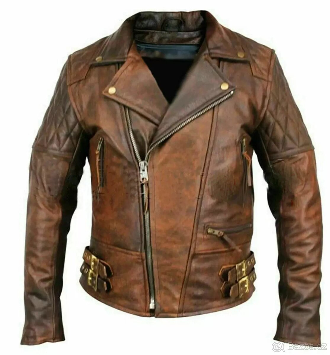Moto Pánska Kožená Bunda Sidovka Vintage
