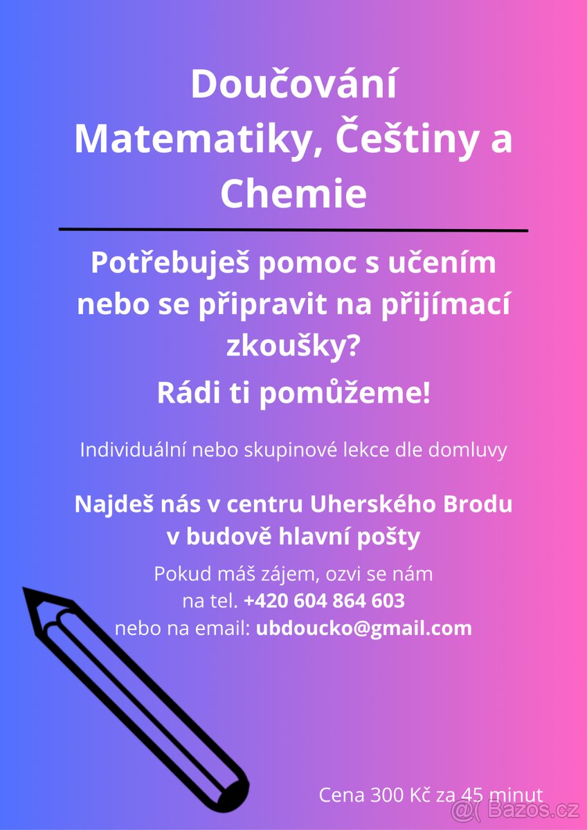 Doučování Matiky, Češtiny a Chemie v Uherském Brodě