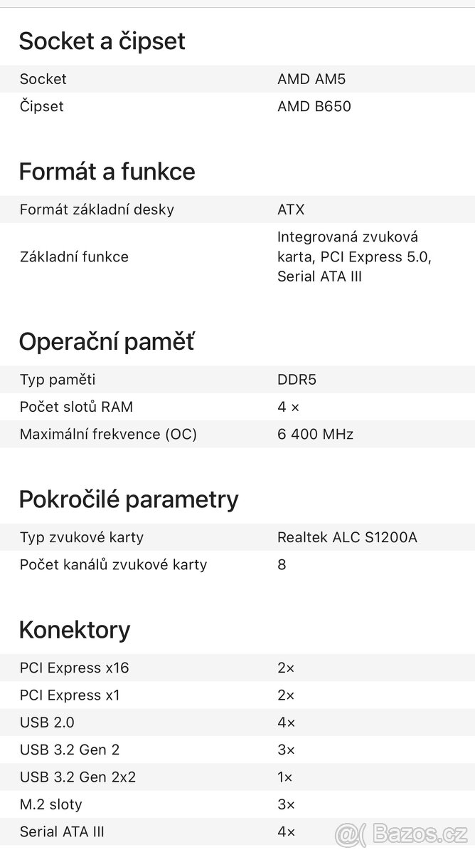 Prodám herní základní desku ASUS TUF GAMING B650-PLUS