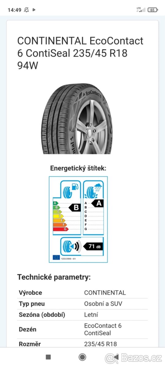 Pneu continental ecocontact6 contiseal 235/45 R18 94W