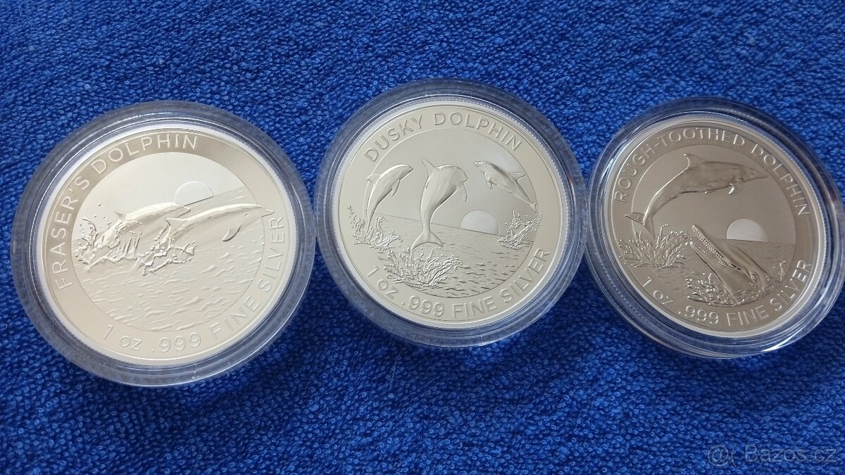 Stříbrné mince Dolphin - Delfíni 3x1 oz 2021-2023 RAM