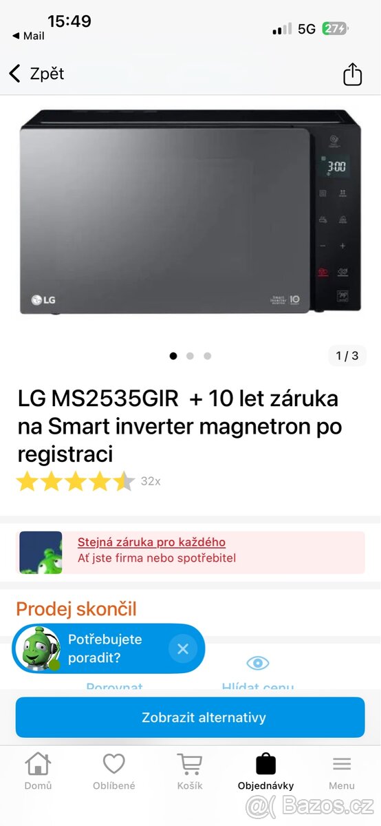 Mikrovlnka LG MS2535GIR