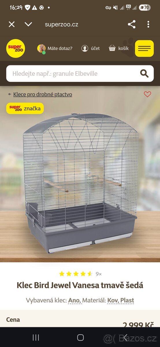 Větší klec pro papoušky