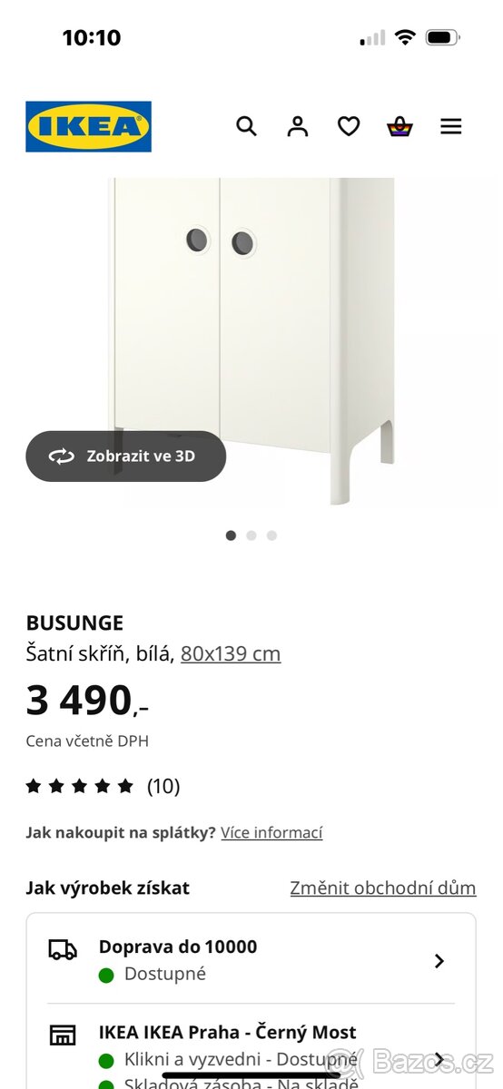 Šatní dětská skříň