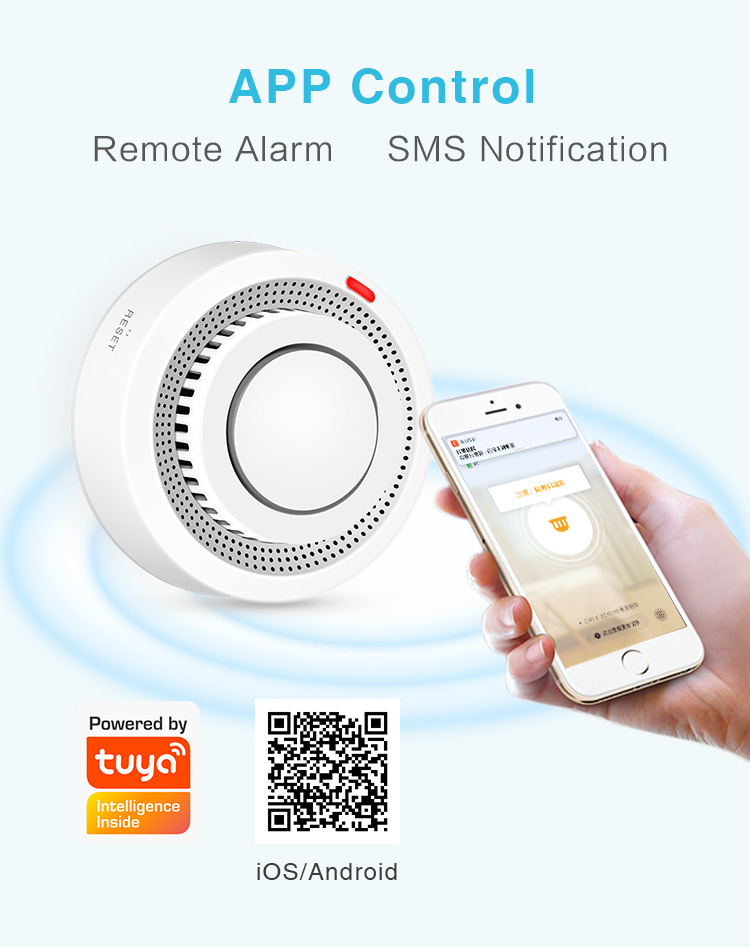 Detektor kouře SMART pro aplikaci Smart Life, Tuya, ap. WiFi