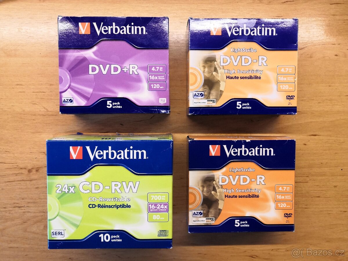 Nová prázdná CD-RW a DVD-R a DVD+R