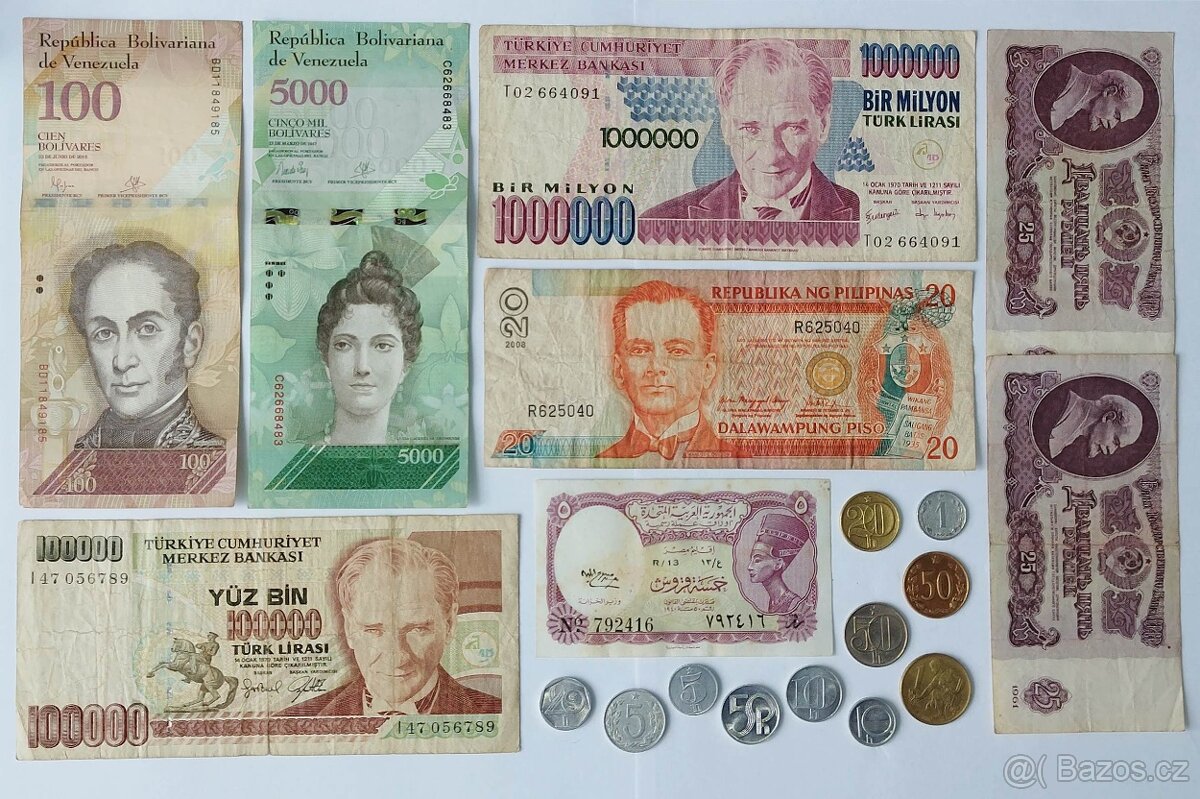 Sada bankovek a mincí z oběhu a