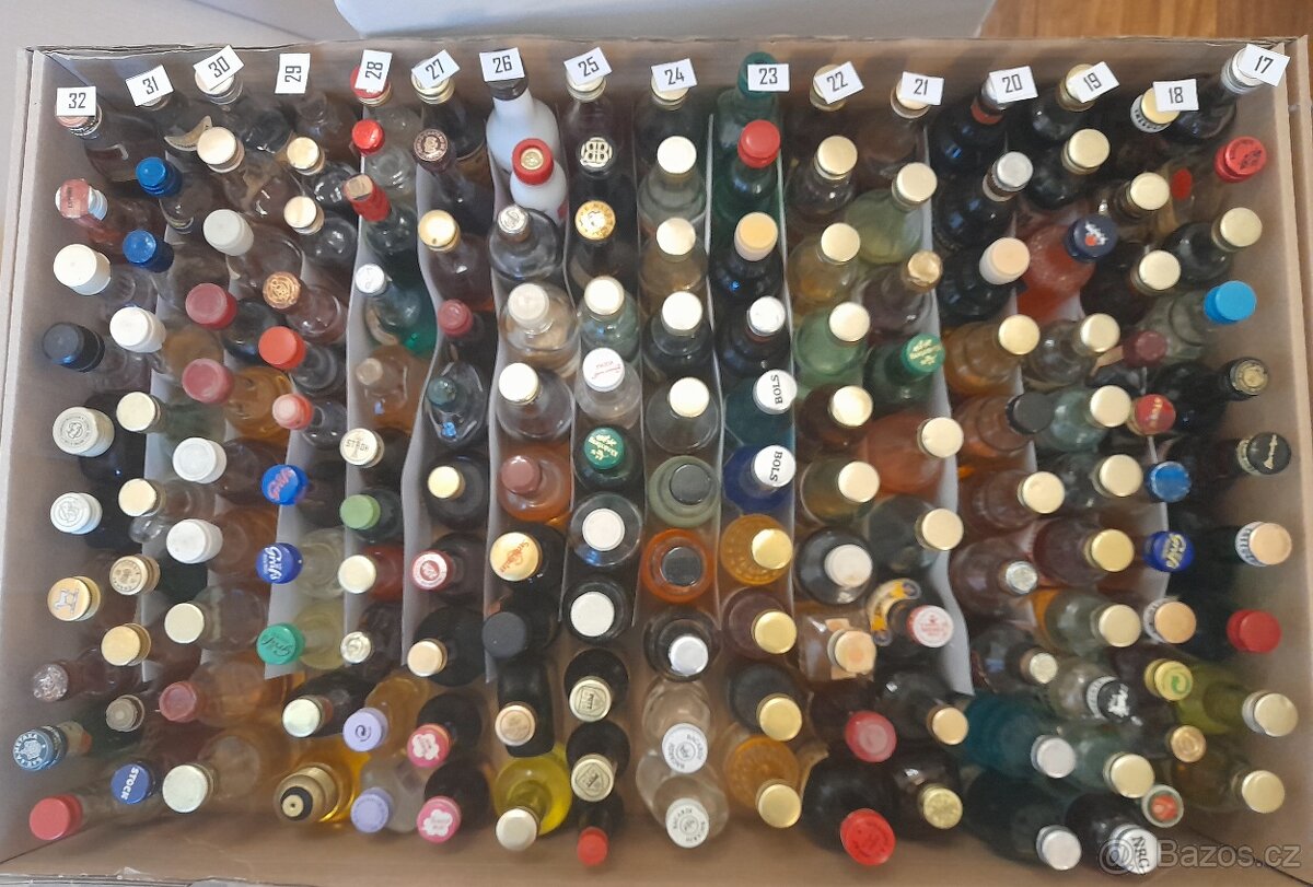 sberatelsky alkohol, minilahvičky s alkoholem 20-37