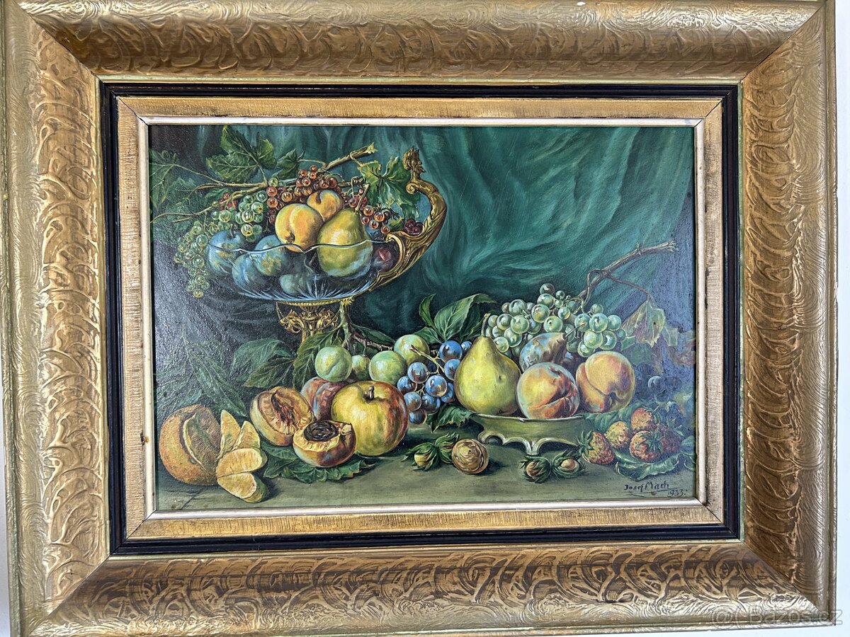 Obraz malíře Josefa Macha, ovocné zátiší