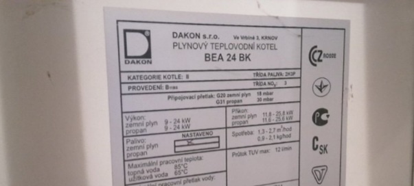 DAKON BEA 24 BK - plynový ventil, zapalovací automatika