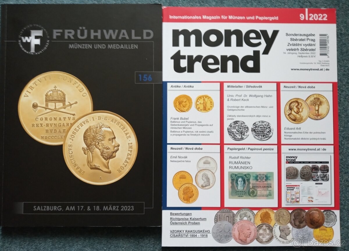 Katalog mincí z Rakouska-Fruehwald. Zcela nové, březen 2023.