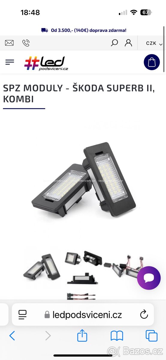 Led žárovky spz Škoda Superb 2 combi