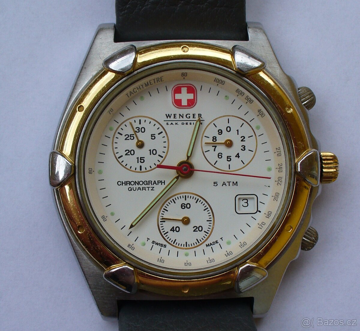 Hodinky WENGER Chronograph Swiss Quartz nová baterie a pásek