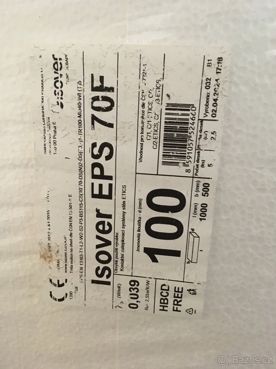 Polystyren EPS 70F tl 100 mm