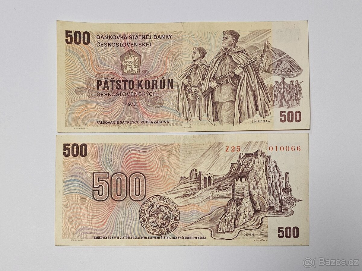 Československá bankovka 500 Kčs