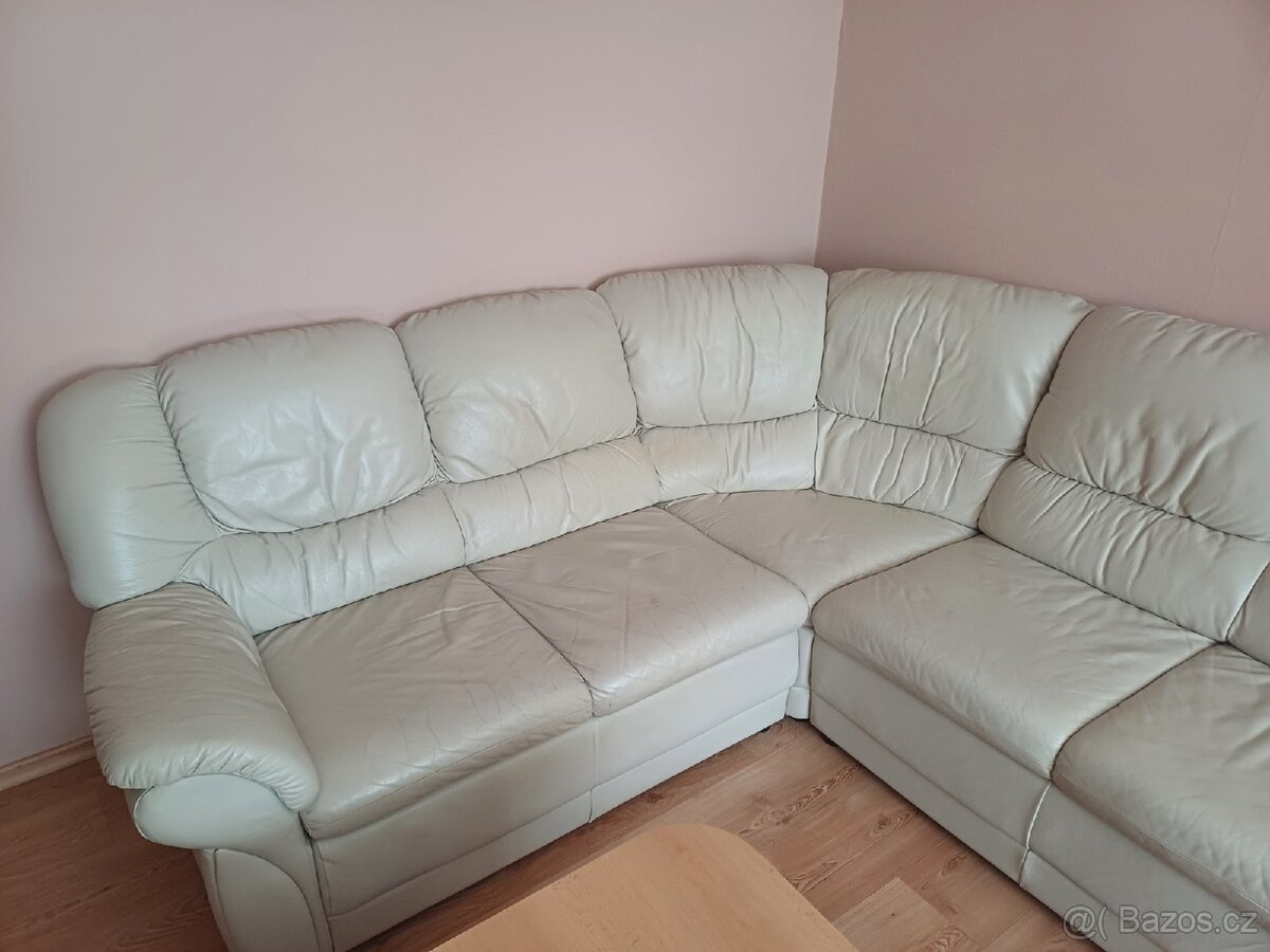 Rohová kožená sedací souprava
