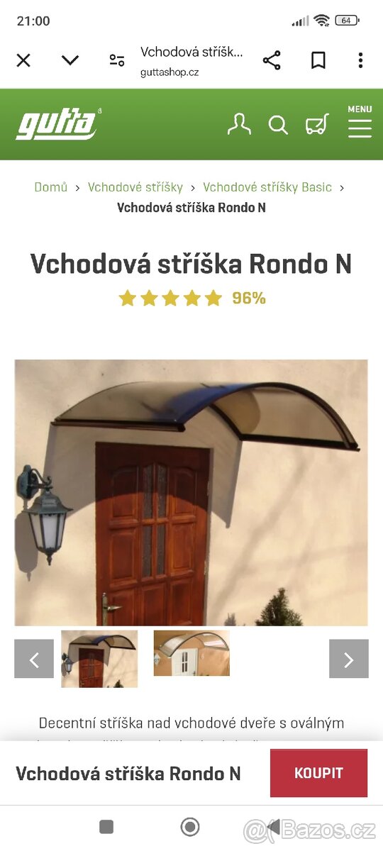 Vchodová stříška Rondo N - GUTTA