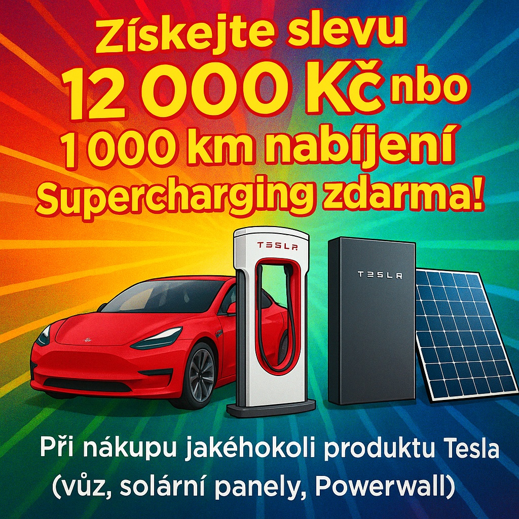 Tesla dárek 12 000 Kč nebo 1000 km nabíjení zdarma