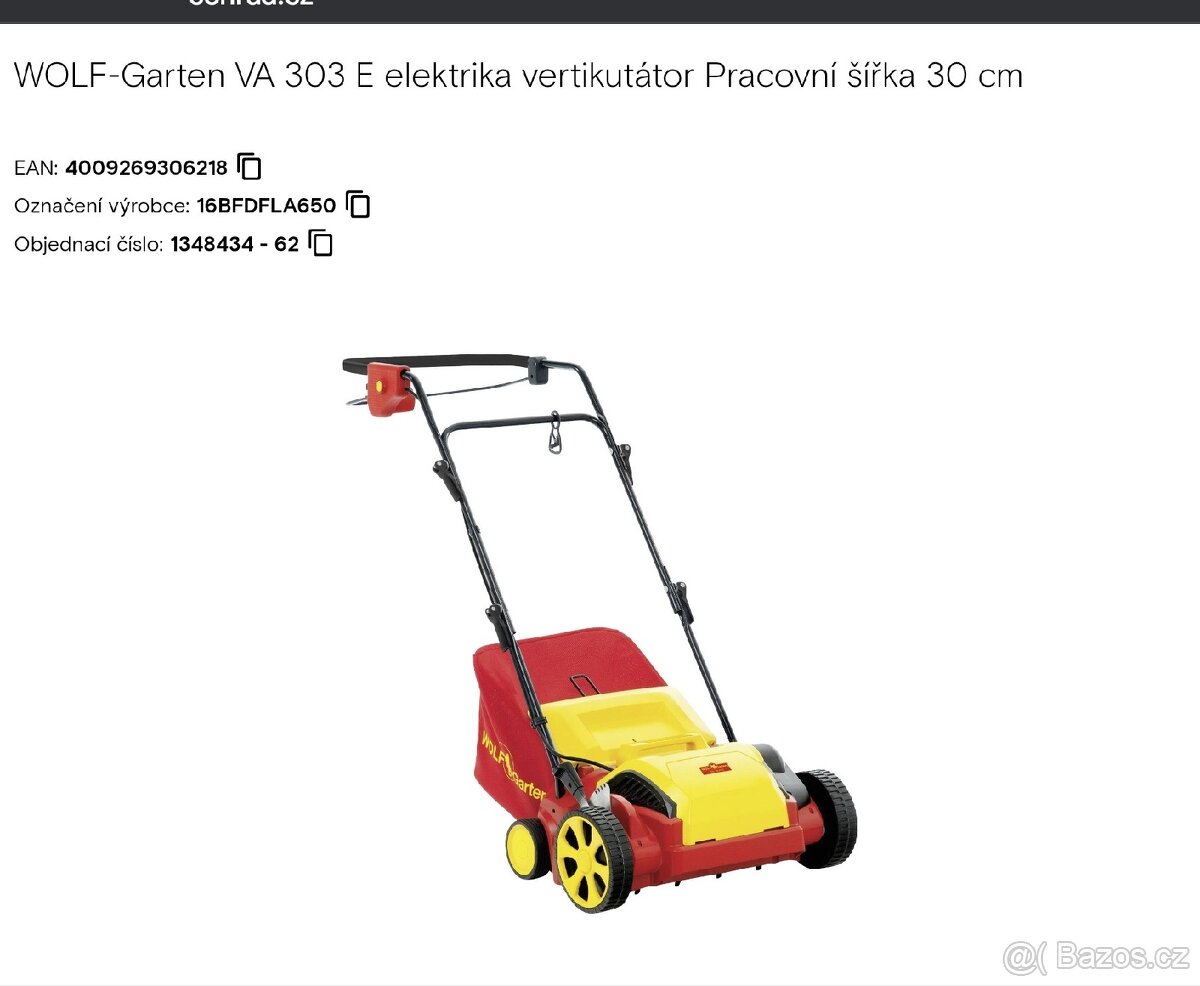 Elektrický vertikutátor Volf