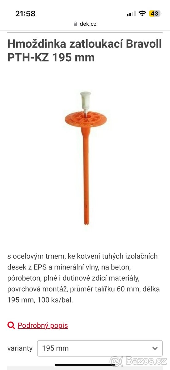 Fasádní hmoždinky 500ks