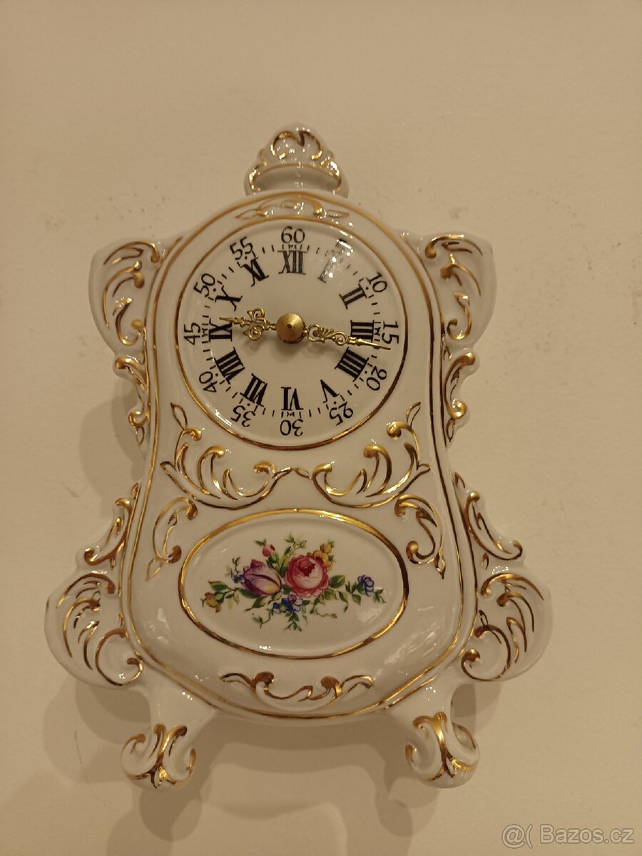 Royal Dux porcelán hodiny stolní krbove