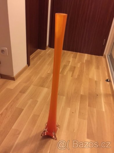 Moderní, oranžová, skleněná váza - NOVÁ
